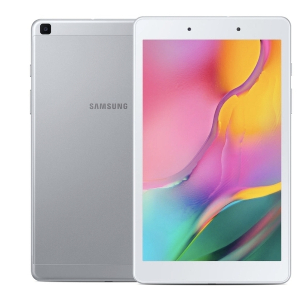 Samsung Galaxy Tab A 8.0" (2019) Wi-Fi tablet in silver.